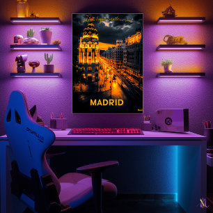 Poster Madrid Skyline - Arte Monocromática - Urbana