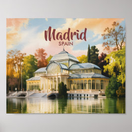 Poster Madrid Spain Palacio de Cristal Watercolor Travel
