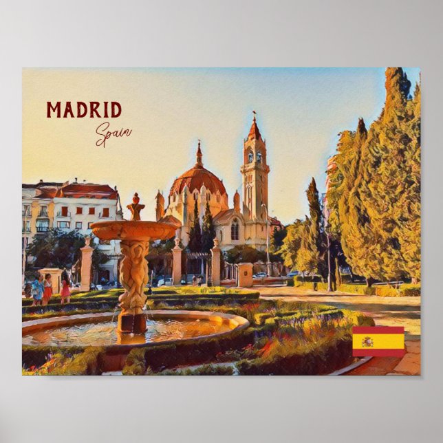 Poster Madrid Spain Travel landscape souvenir (Frente)