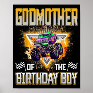 Poster Madrinha Do Menino Monstro Caminhão De Aniversário