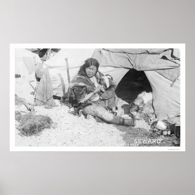 Pôster Mãe alimentando o Alasca 1907 (Frente)