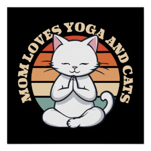 Pôster Mãe Ama Gatos e Yoga