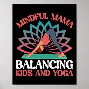 Poster Mãe Atenta Lançando Crianças E Mãe Yoga 