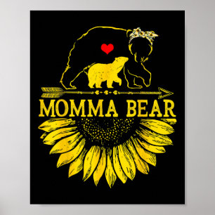 Poster Mãe Bear Dia de as mães Sunflower Family
