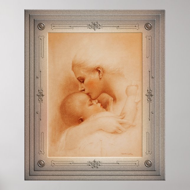 Poster Mãe beijando seu bebê por Charles Gates Sheldon (Frente)