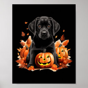 Poster Mãe Cachorro Lab Negro Pai Dia das Bruxas Outono C