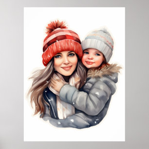 Poster Mãe com a moda de inverno da filha