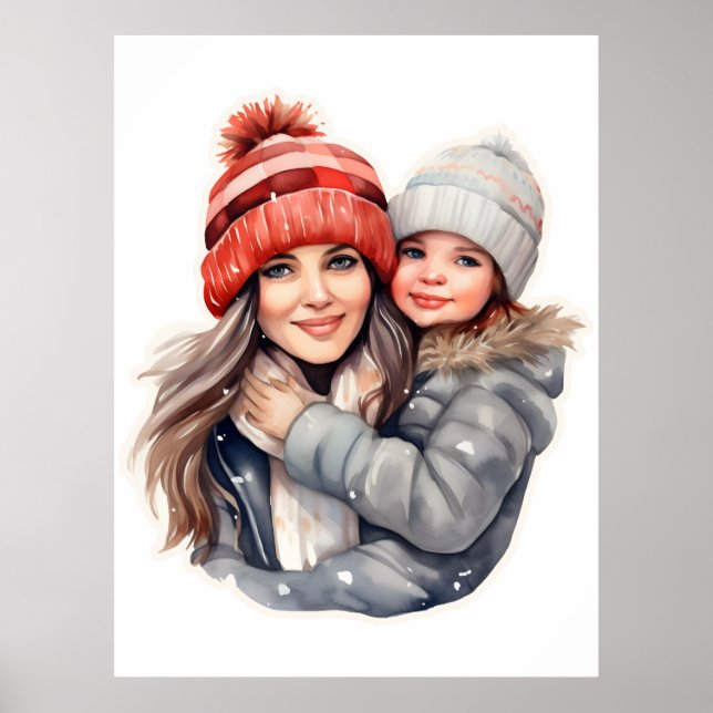 Poster Mãe com a moda de inverno da filha (Frente)