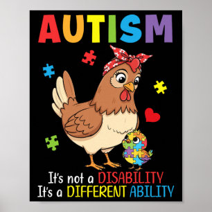 Poster Mãe Consciente do Autismo Galinha Habilidade Difer