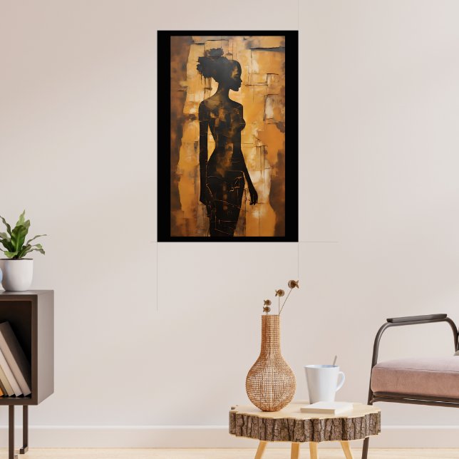 Poster Mãe da Terra: Pintura de Óleo de Mulher-Arte Afric (Sala de Estar 3)