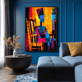 Poster Mãe de assobio reinterpretada em Abstrato a negrit