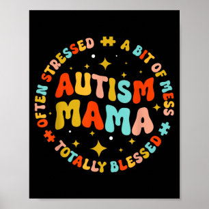 Poster Mãe de Autista Groovy Conscientização do Autismo I