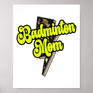 Poster Mãe de Badminton Leopardo Parafuso Trovão Esportes