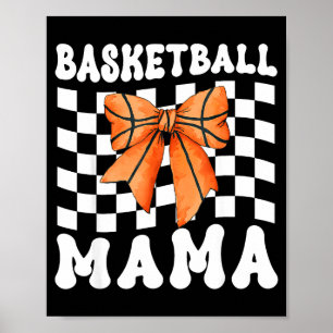 Poster Mãe de Basquete Coquette Laço Dia de Jogo Engraçad