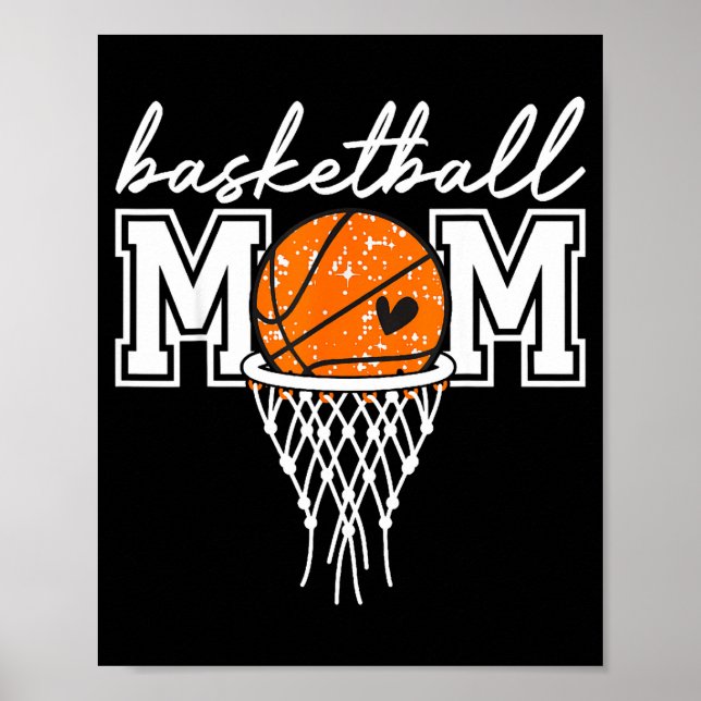 Poster Mãe de basquete retrô mama mãe engraçada dia de jo (Frente)