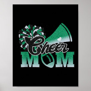 Poster Mãe de Cheer Footll Maior Fã Cheerleader Preto Ver