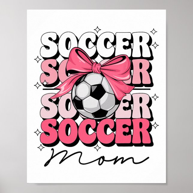 Poster Mãe de Futebol Groovy Coquette Bow Futebol  (Frente)