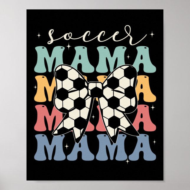 Poster Mãe de Futebol Retro Groovy Futebol Softll Mamãe _ (Frente)