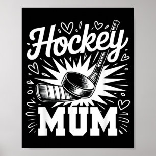 Poster Mãe de Hockey Coração Família Dia das Mães Amante