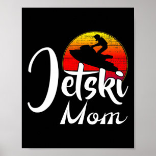 Poster Mãe de Jet Ski Vintage Retro Pôr do Sol Divertido