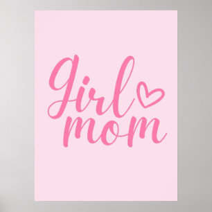 Poster Mãe de Menina - Citação Inspiradora Rosa para Mães