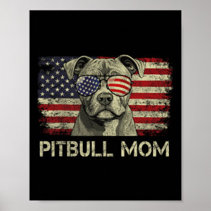 Poster Mãe de Pitbull Amantes de Cães Bandeira Americana