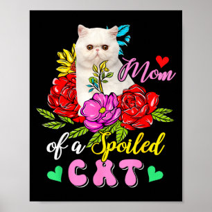 Poster Mãe de um gato mimado lindo floral dia das mães