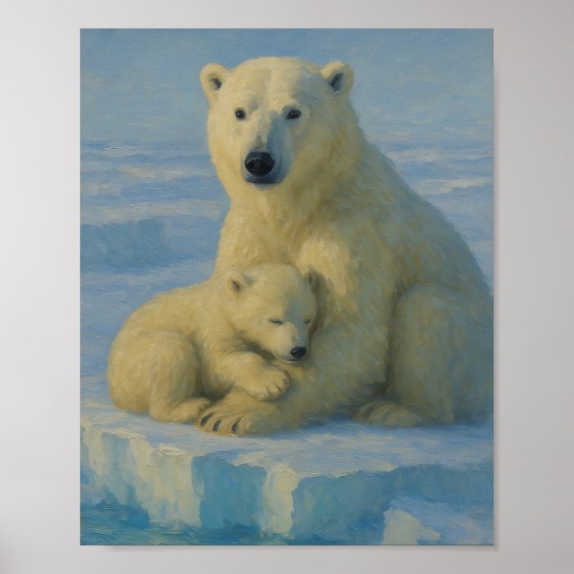 Poster Mãe de Urso Polar & Filhote  (Frente)