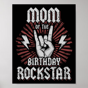 Poster Mãe do aniversariante Rockstar Combinando Rocker R