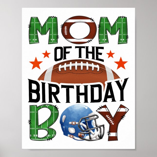 Poster Mãe Do Menino De Aniversário Dia De Jogo Fã De Fut (Frente)