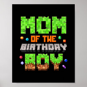 Poster Mãe Do Menino De Aniversário Pixel Jogo Eletrônico