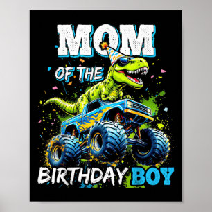 Poster Mãe Do Menino Do Aniversário Caminhão Monstro Dino
