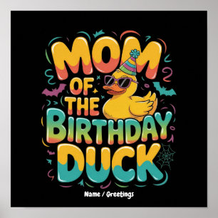 Poster Mãe Do Pato De Aniversário Pato De Borracha Menina