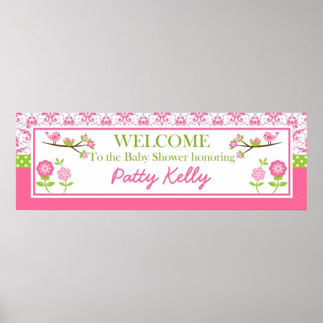 Pôster Mãe e Bebê - Banner de Chá rosa Personalizar (Frente)
