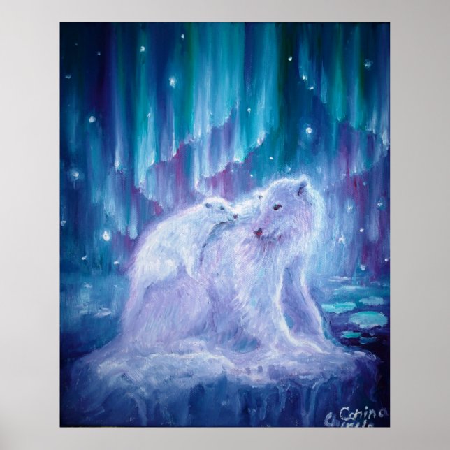 Poster Mãe e bebê do urso polar (Frente)