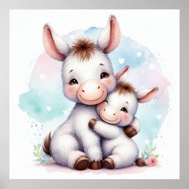 Poster Mãe e Bebê Donkey (Frente)