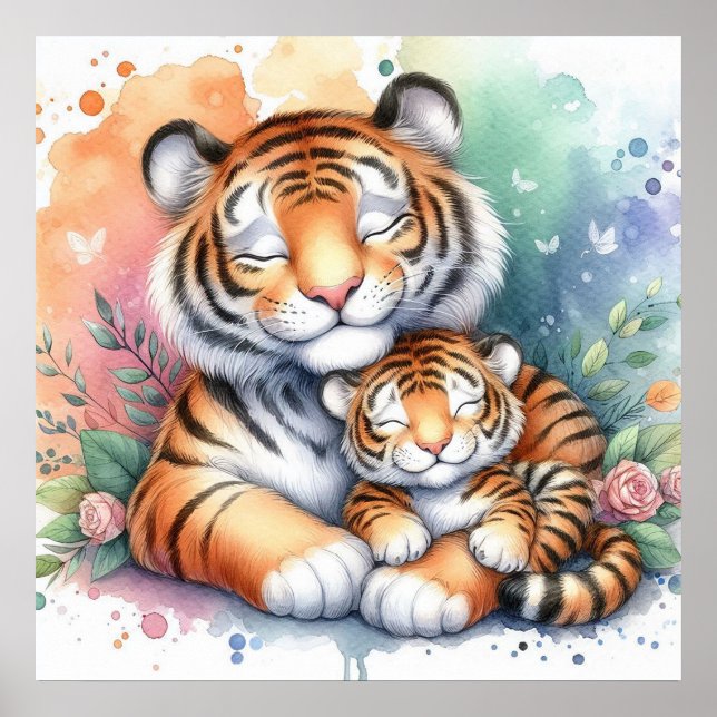 Poster Mãe e Bebê Tiger (Frente)