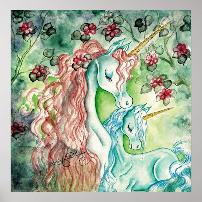 Pôster Mãe e Bebê Unicórnio (Frente)
