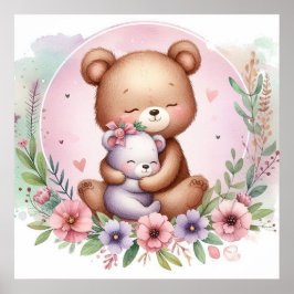 Poster Mãe e Bebê Urso