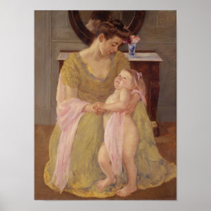 Poster Mãe e criança com um lenço   1908 do rosa