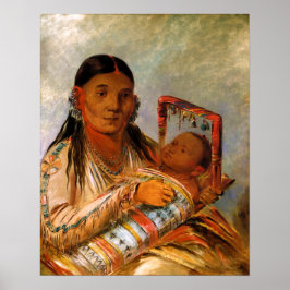 Poster Mãe e Criança Indiana por George Catlin-1836