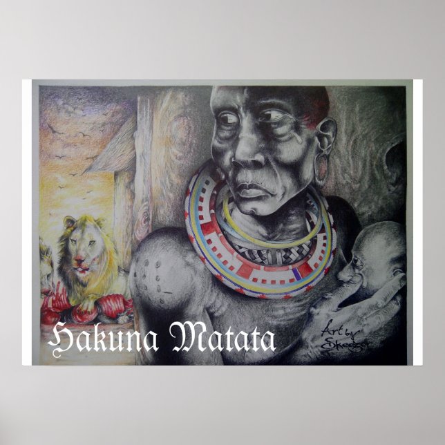 Poster Mãe e Criança Maasai com Impressão/Gráfico de Arte (Frente)