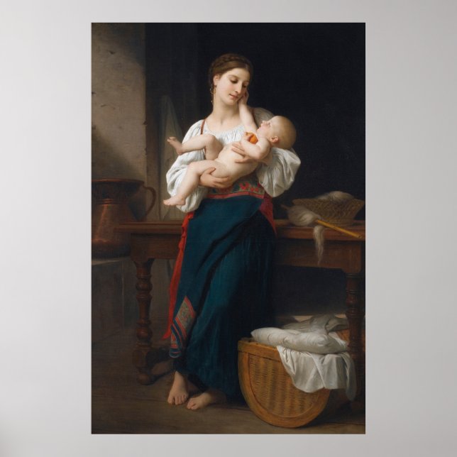 Poster Mãe e Criança (por Bouguereau) (Frente)