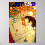 Pôster Mãe e Filho de Gustav Klimt Art Nouveau<br><div class="desc">Mãe e Criança - Detalhe de The Three Ages of Woman,  uma pintura popular do simbolista austríaco & art nouveau artista Gustav Klimt,  de 1905. Impressões poster de arte.</div>