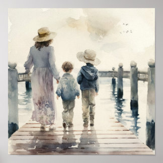 Poster Mãe e filhos por mar