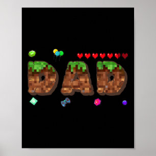 Poster Mãe e Pai do Menino de Aniversário Jogo Pixel Corr