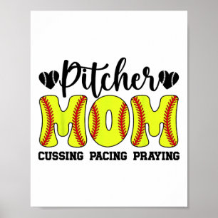 Poster Mãe Engraçada de Softball de uma Mãe de Softball