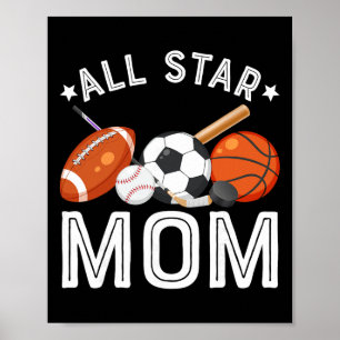 Poster Mãe Estrela do Menino de Aniversário Sketll Futebo