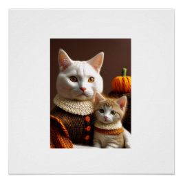 Pôster Mãe Gato E Seu Gatinho De Peregrino Precoce