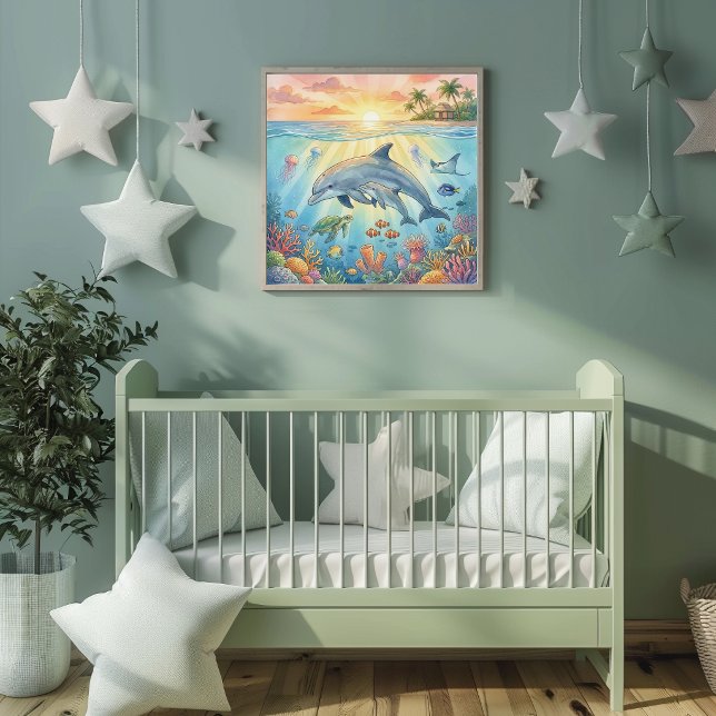 Poster Mãe Golfinho e Berçário de Filhotes (Criador carregado)